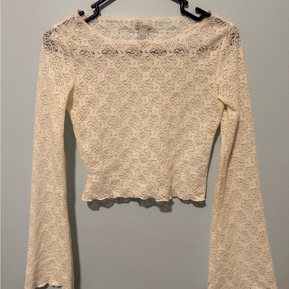 West of Melrose Cream Lace Top: Size- XS